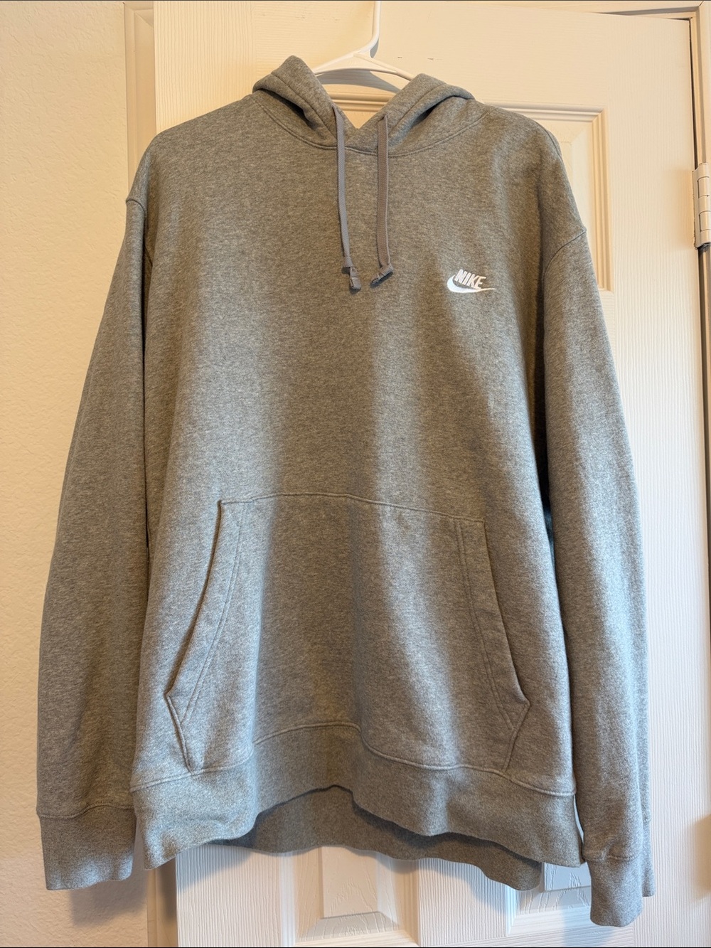 Nike Heather Gray Hoodie with White Swoosh